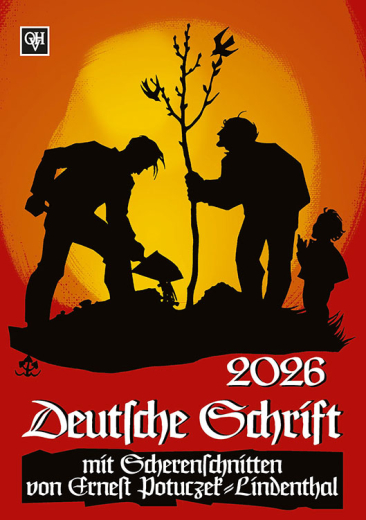 Scherenschnittkalender Deutsche Schrift 2026